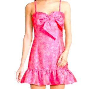 NWT Lilly Pulitzer Sutton Skirted Romper Dress Roxie Pink Baby Blues Jacquard 16